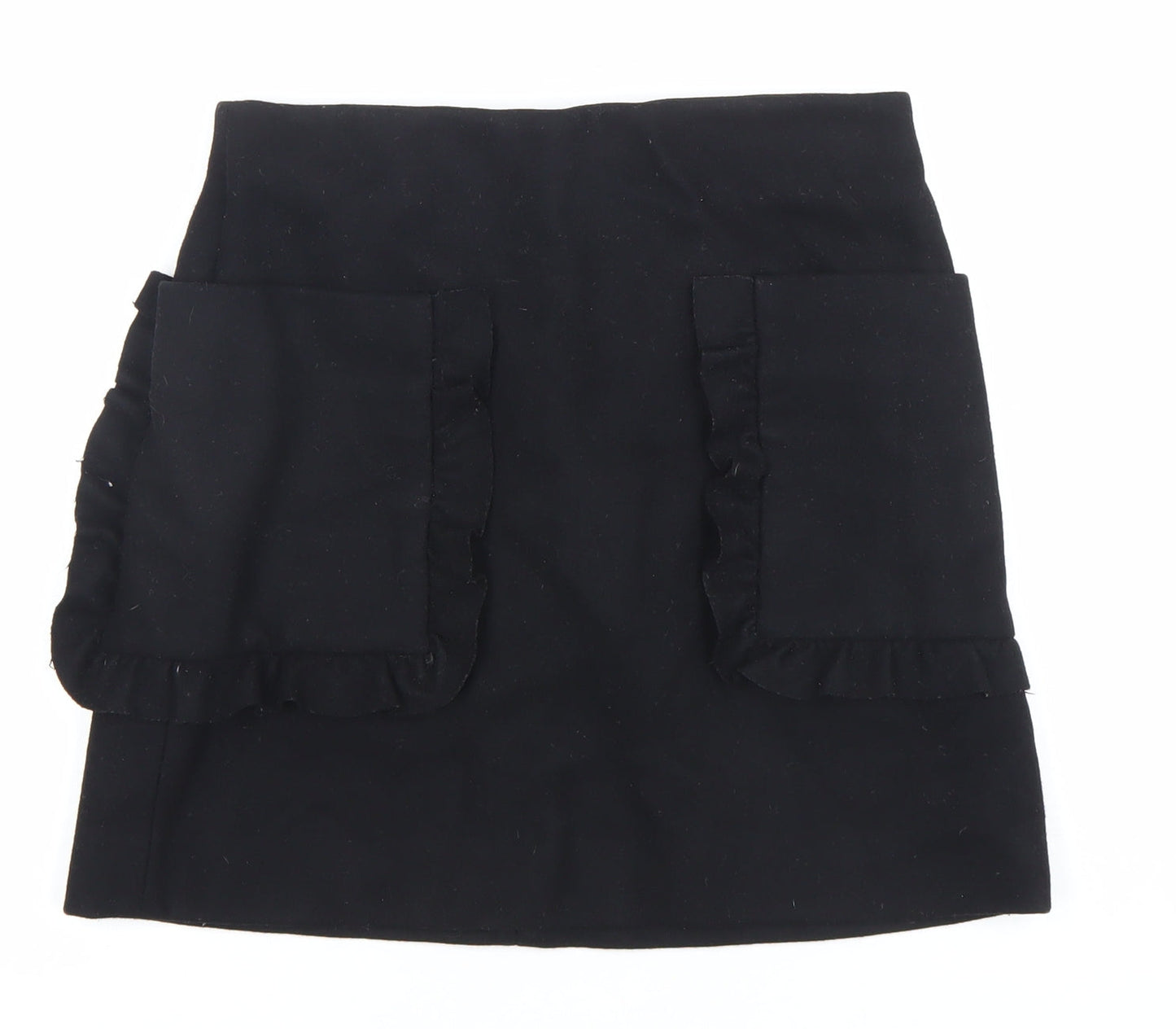 COS Women Black Wool Blend Ruffle Pocket Mini Skirt Size 12