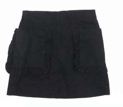 COS Women Black Wool Blend Ruffle Pocket Mini Skirt Size 12
