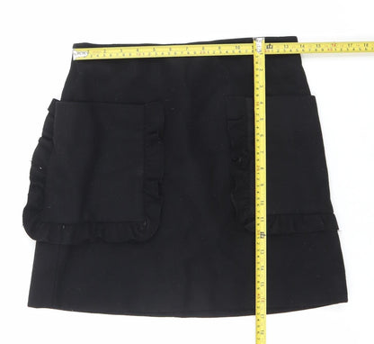 COS Women Black Wool Blend Ruffle Pocket Mini Skirt Size 12