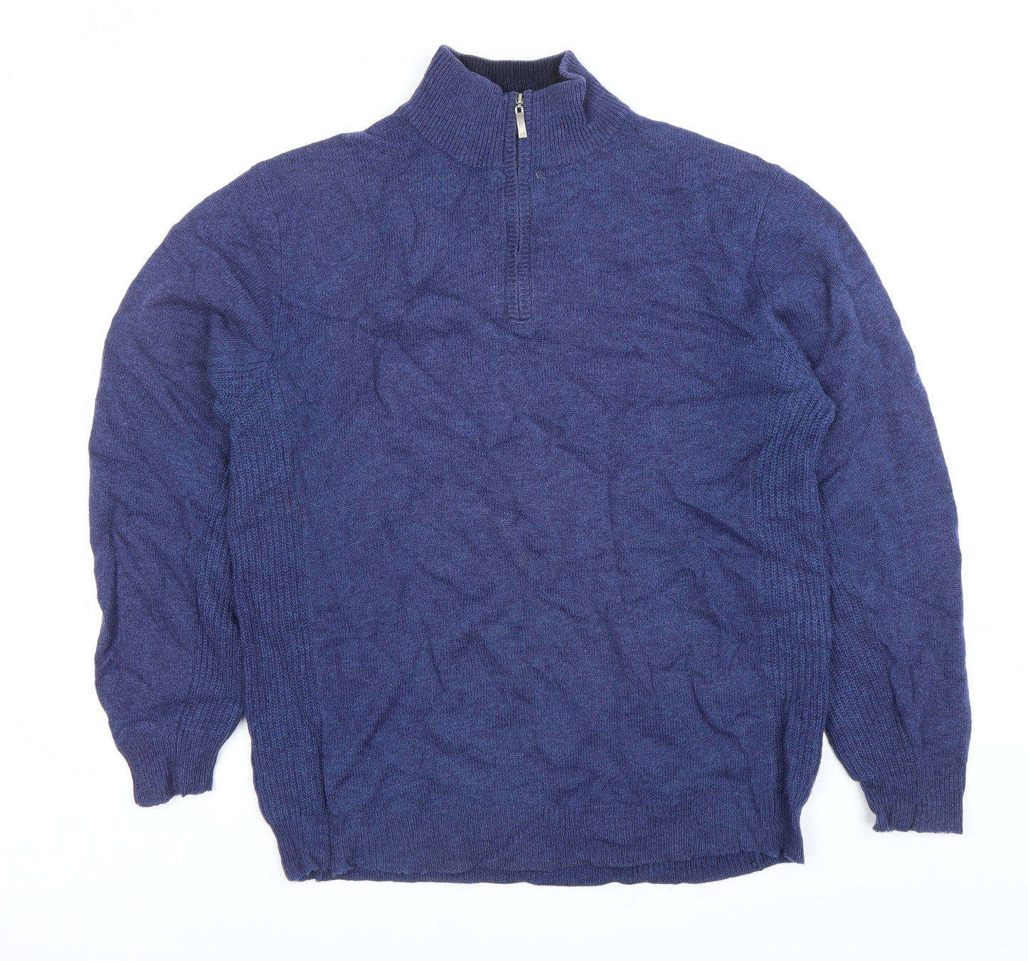 Austin Reed Men’s Blue Wool Mock Neck 1/2 Zip Jumper Size M