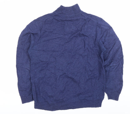 Austin Reed Men’s Blue Wool Mock Neck 1/2 Zip Jumper Size M