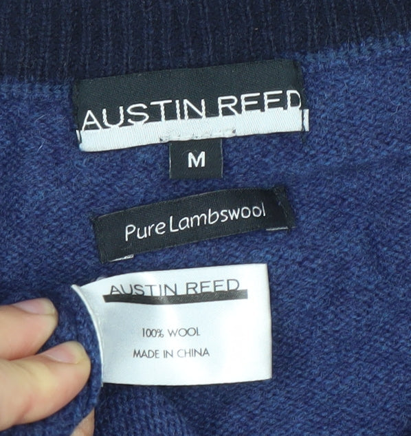 Austin Reed Men’s Blue Wool Mock Neck 1/2 Zip Jumper Size M