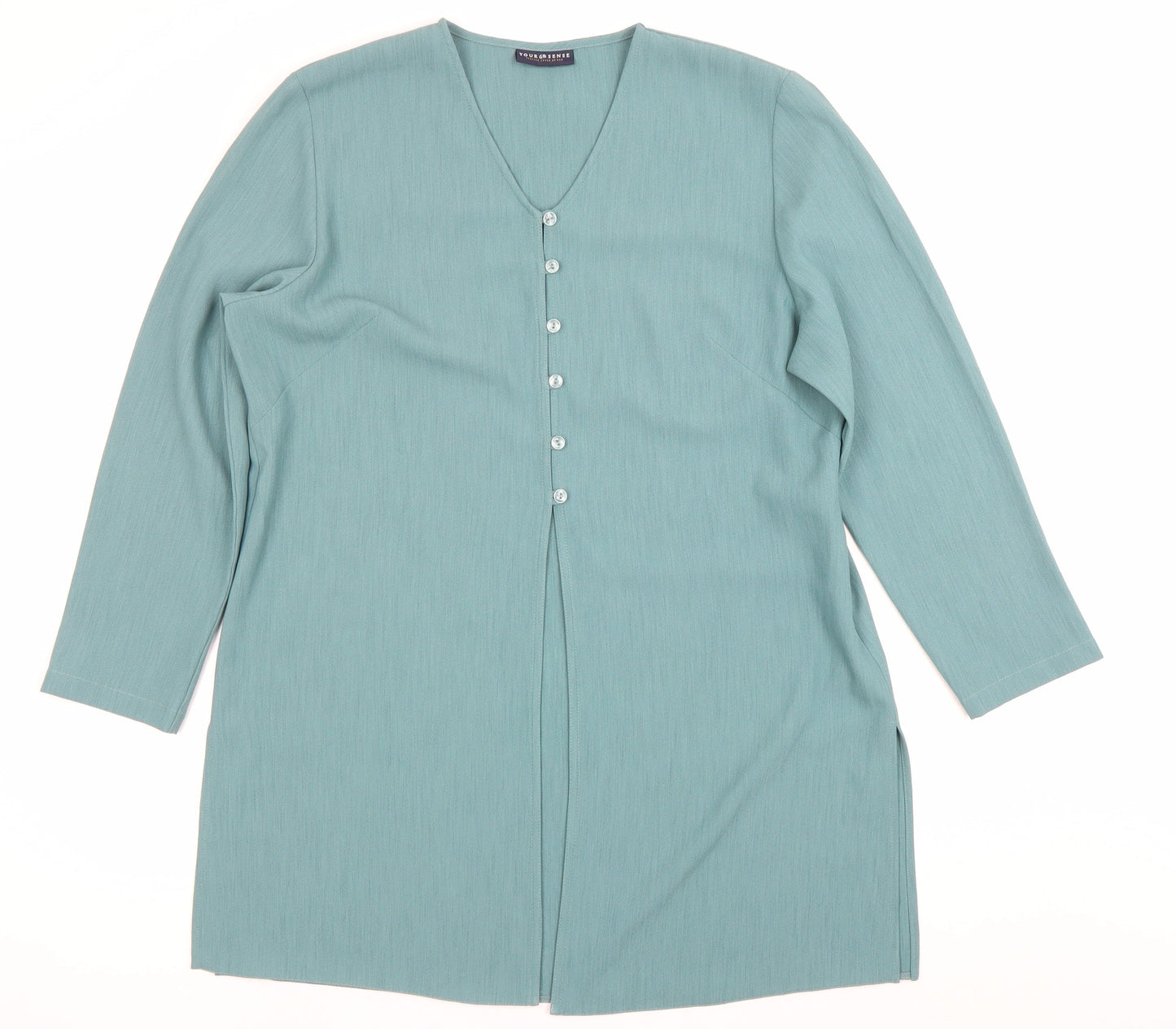 Womens UK Size 16 Your 6th Sense Green Tunic Button-Up