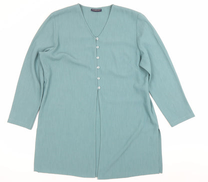 Womens UK Size 16 Your 6th Sense Green Tunic Button-Up