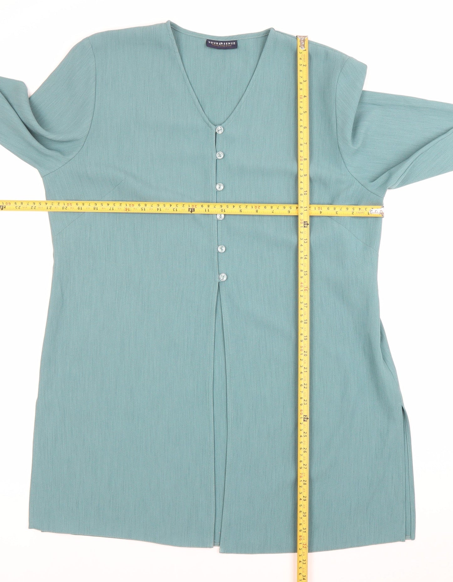 Womens UK Size 16 Your 6th Sense Green Tunic Button-Up