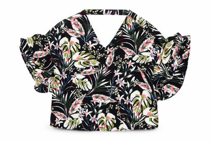 Womens UK Size 10 Blue Vanilla Multicoloured Wrap Blouse