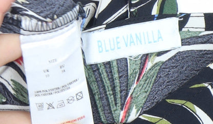 Blue Vanilla Womens Multicoloured Floral Wrap Ruffle Blouse Size 10