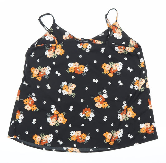 Capsule Womens Black Floral V-Neck Camisole Top Size 18