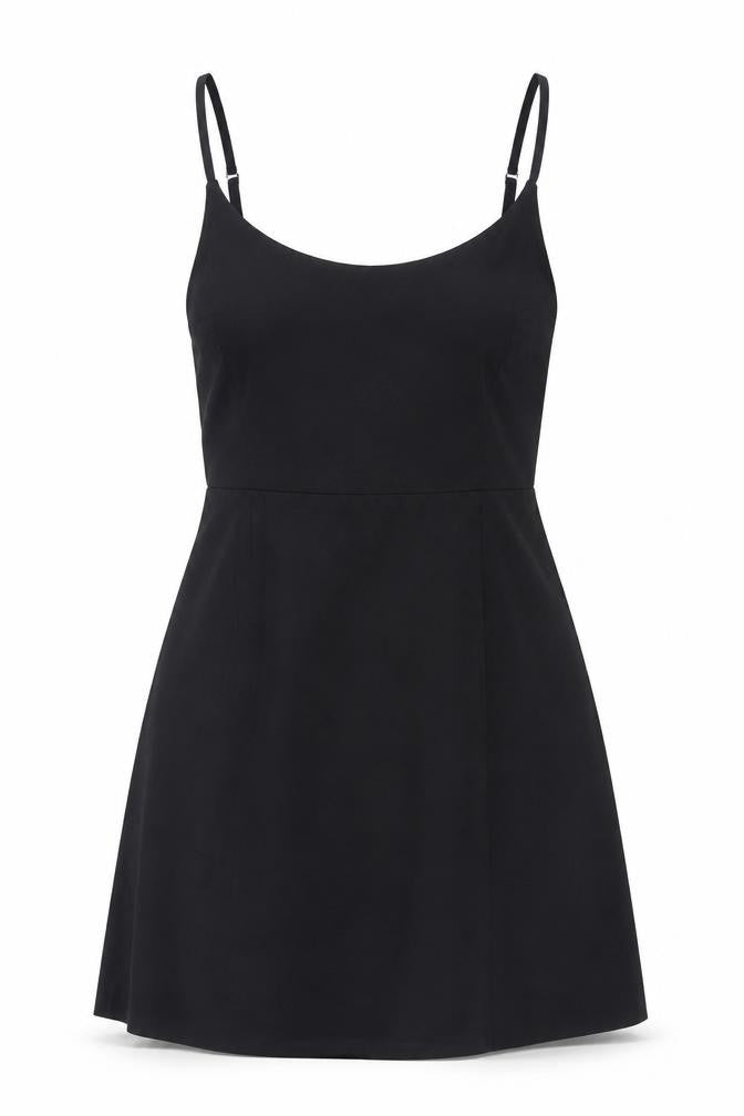 Zara Women Black Mini Slip Dress Size M Square Neck Sleeveless