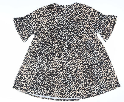 ASOS Women’s Beige Leopard Print Smock Dress Size 10 Cotton