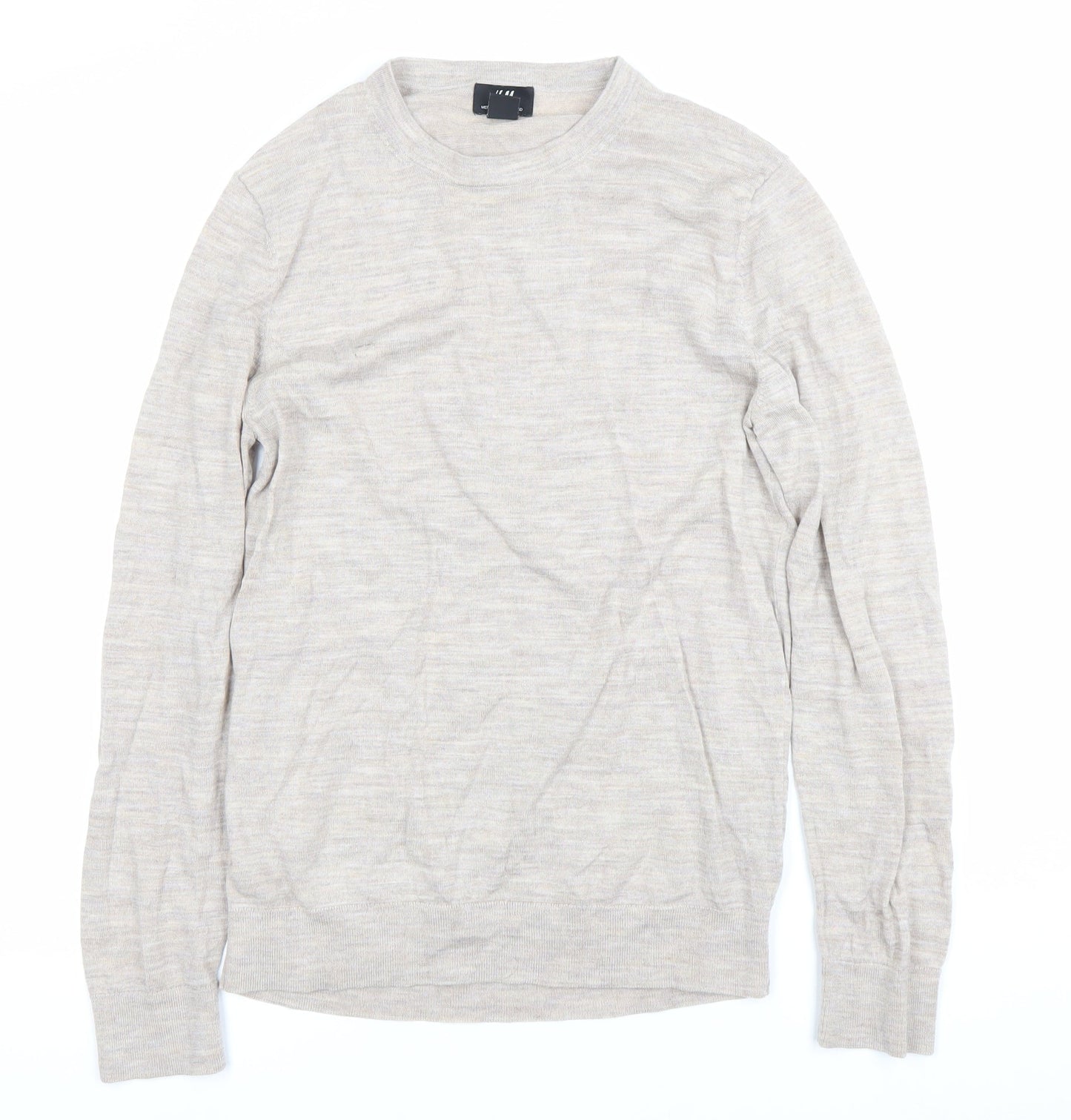 H&M Men’s Beige Wool Blend Crew Neck Jumper Size S