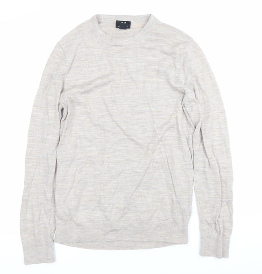 H&M Men’s Beige Wool Blend Crew Neck Jumper Size S