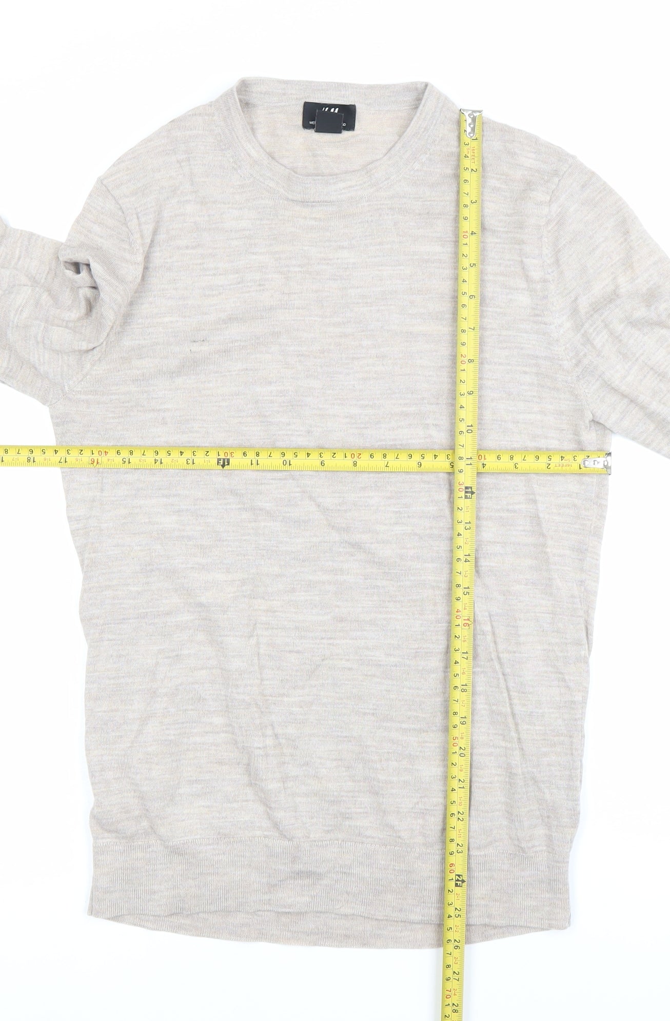 H&M Men’s Beige Wool Blend Crew Neck Jumper Size S