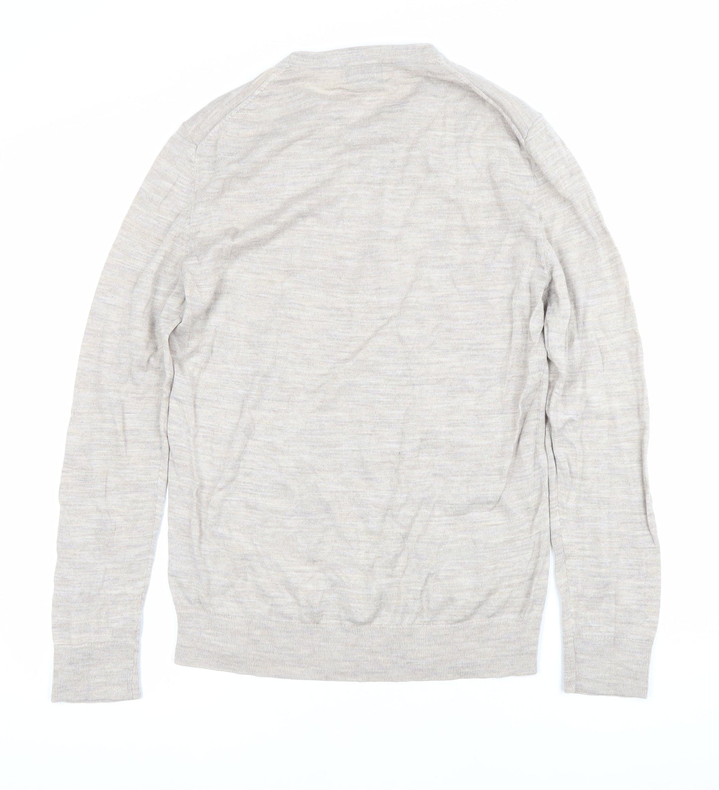 H&M Men’s Beige Wool Blend Crew Neck Jumper Size S