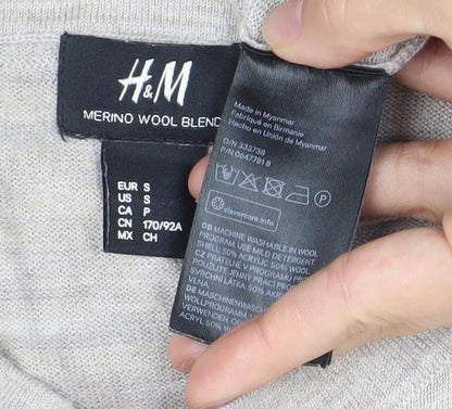 H&M Men’s Beige Wool Blend Crew Neck Jumper Size S