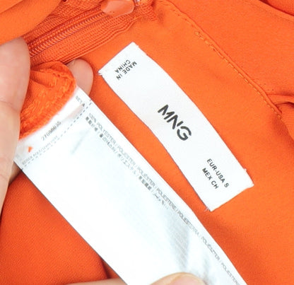 MNG Womens Orange Ruffle One Shoulder Wide-Leg Jumpsuit Size 8