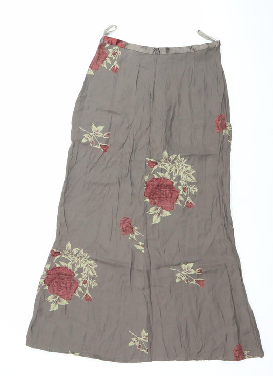 Marc O'Polo Women Brown Floral Midi A-Line Skirt Size 10 Viscose