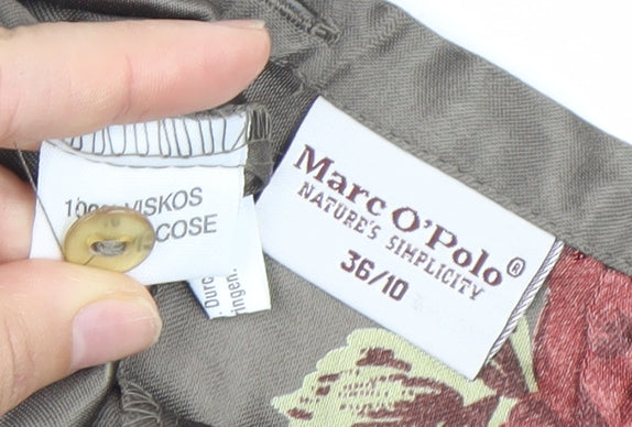 Marc O'Polo Women Brown Floral Midi A-Line Skirt Size 10 Viscose