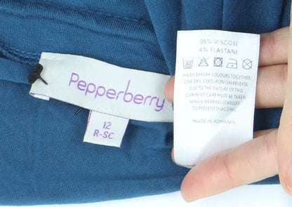 Pepperberry Women’s Blue Viscose Wrap Dress Size 12 Long Sleeve