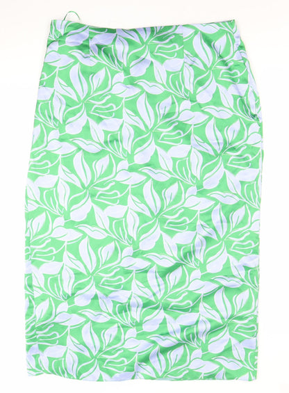 New Look Women’s Green Floral Pencil Skirt Size 16 Knee Length