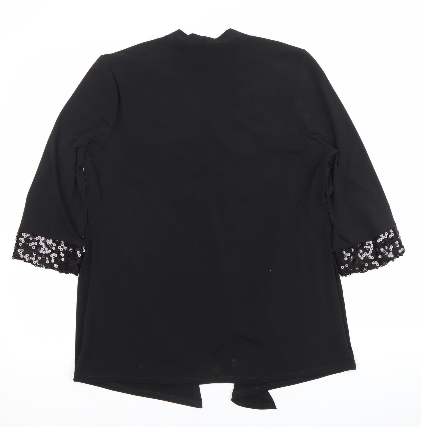 Fosby Design Women’s Black Sequin Trim Blouse UK 16 Tunic 3/4 Sleeve