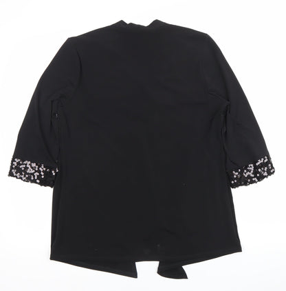 Fosby Design Women’s Black Sequin Trim Blouse UK 16 Tunic 3/4 Sleeve