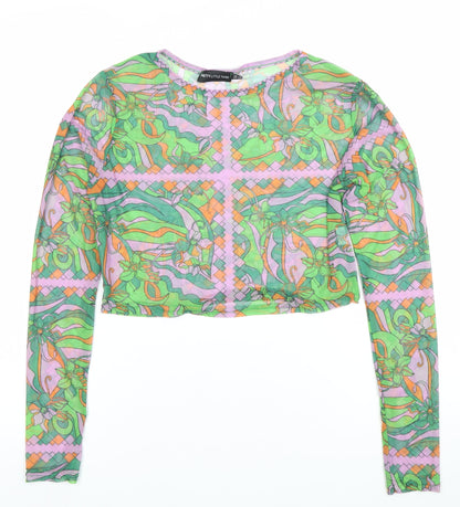 Womens UK Size 10 PRETTYLITTLETHING Multicoloured Cropped Blouse