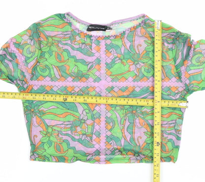 Womens UK Size 10 PRETTYLITTLETHING Multicoloured Cropped Blouse