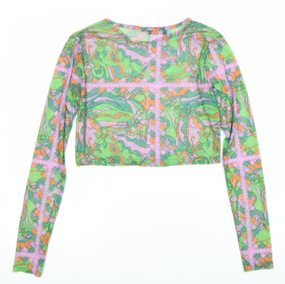 Womens UK Size 10 PRETTYLITTLETHING Multicoloured Cropped Blouse
