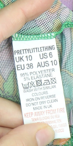 Womens UK Size 10 PRETTYLITTLETHING Multicoloured Cropped Blouse