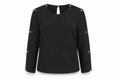 Warehouse Women’s Black Blouse UK 10 Long Sleeve Button Detail