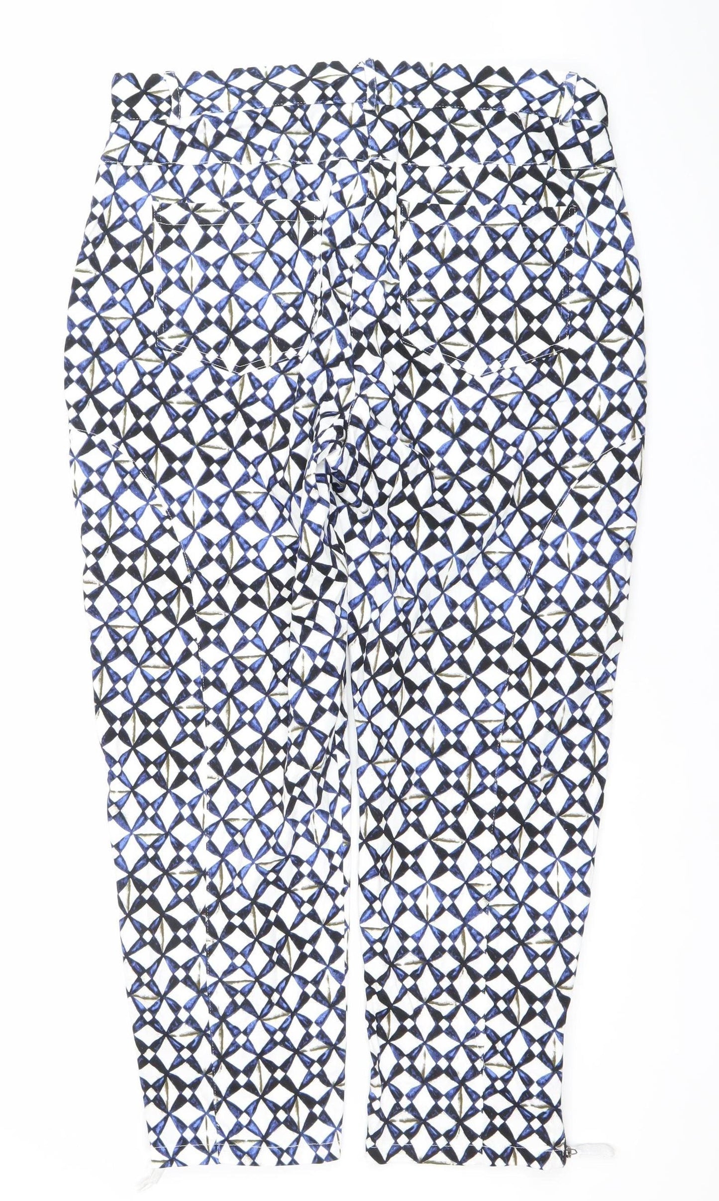 Wearhouse Womens Blue Geometric Slim Fit Zip Leggings Trousers Size Regular