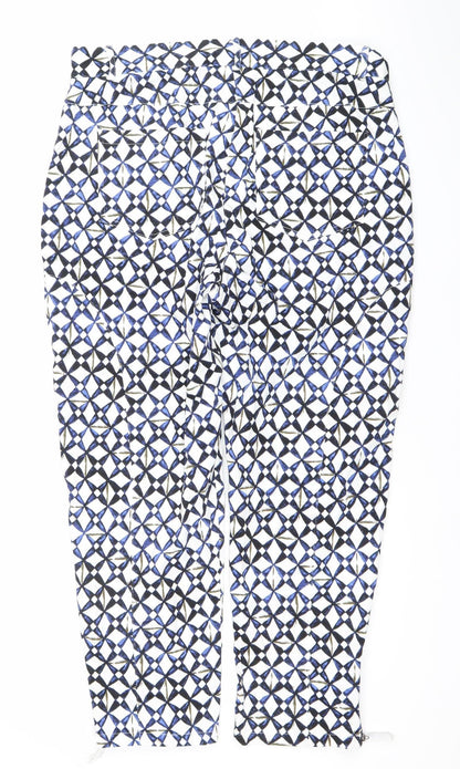 Wearhouse Womens Blue Geometric Slim Fit Zip Leggings Trousers Size Regular