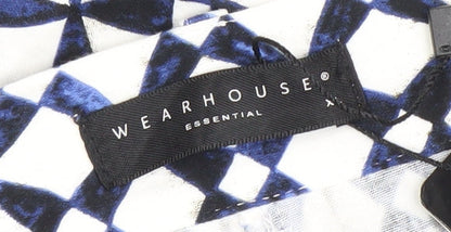Wearhouse Womens Blue Geometric Slim Fit Zip Leggings Trousers Size Regular