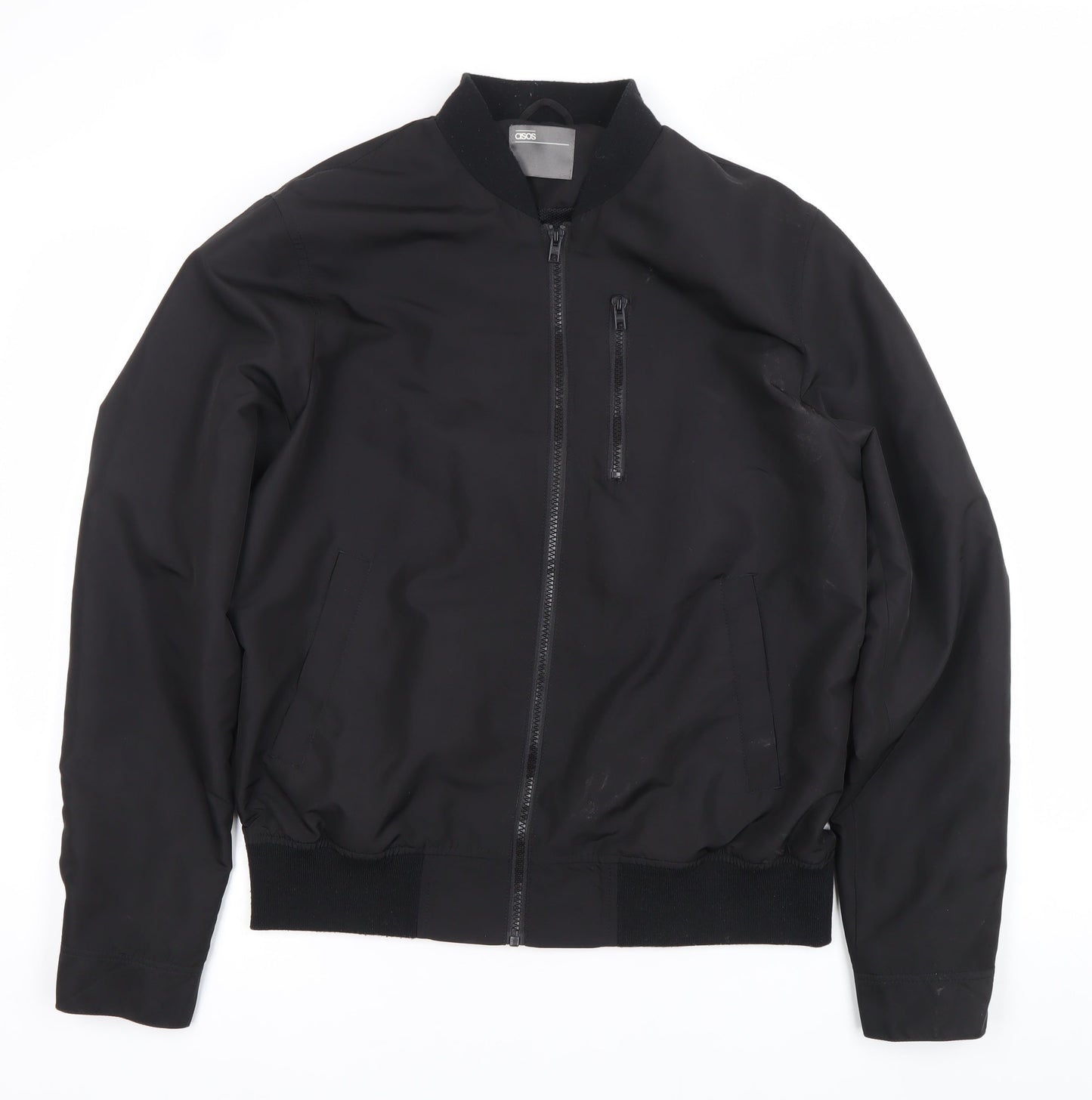 ASOS Men Black Bomber Jacket Size M 38-40" Regular Fit Polyester