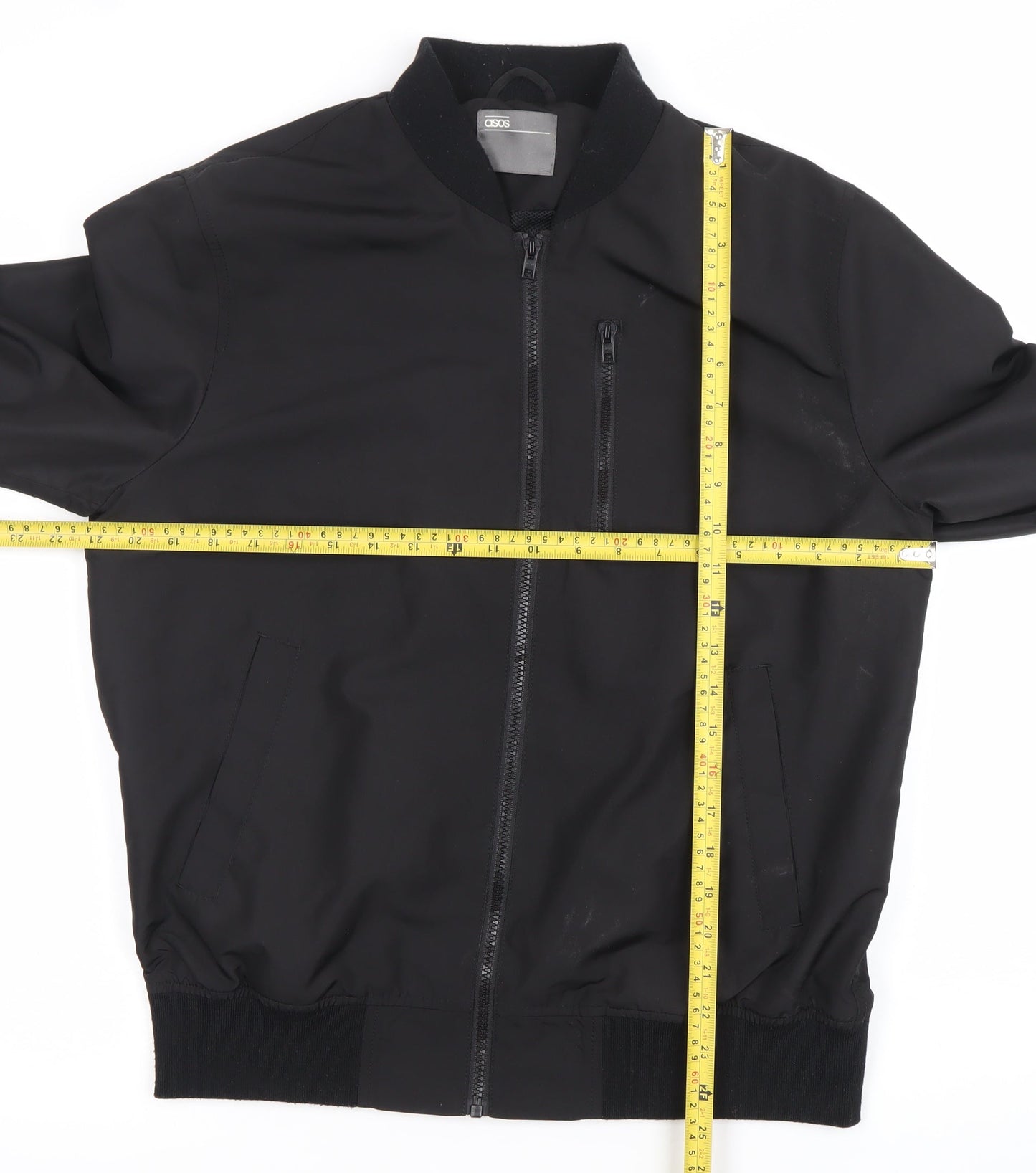 ASOS Men Black Bomber Jacket Size M 38-40" Regular Fit Polyester