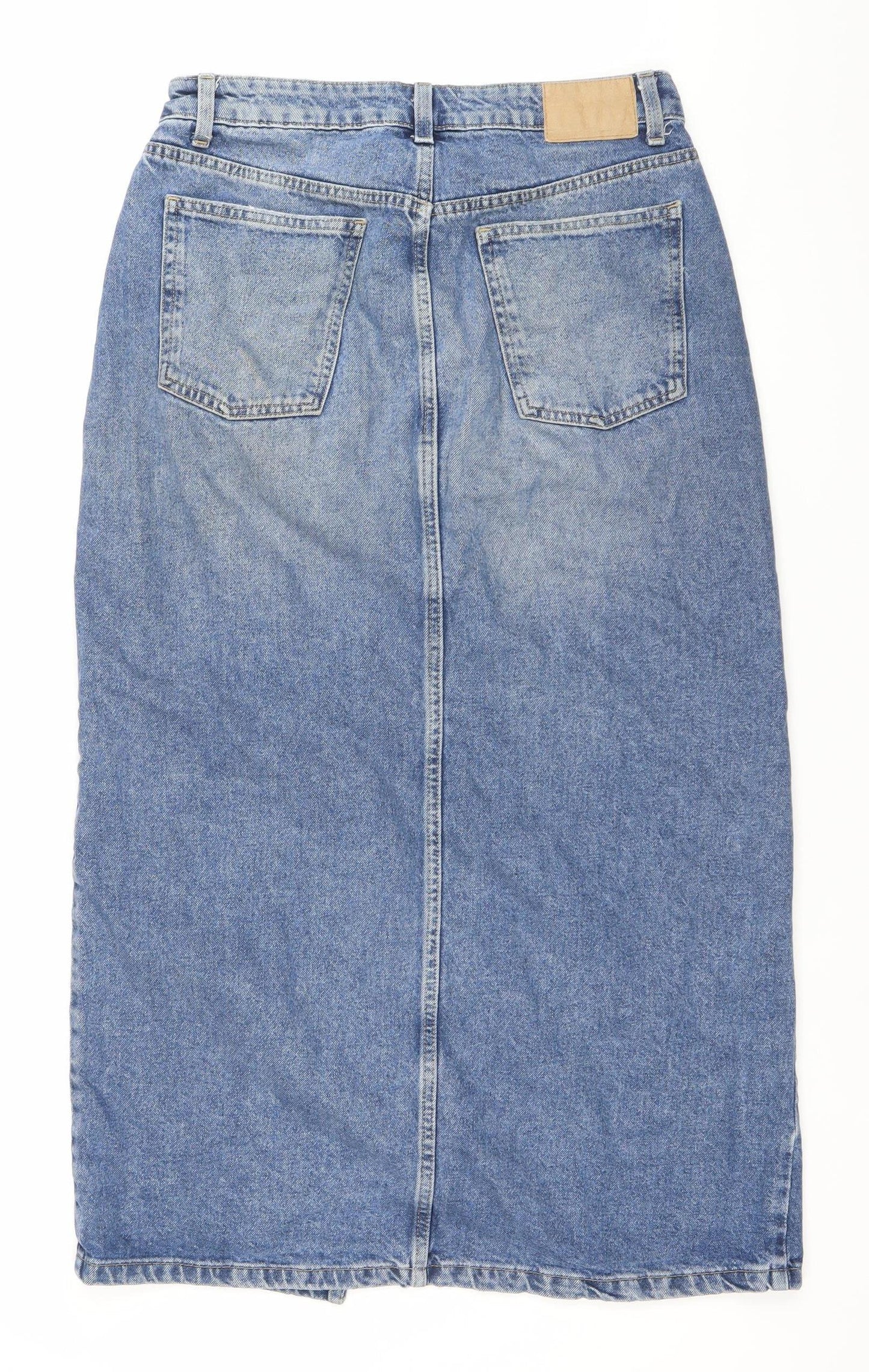 Cotton On Women’s Blue Denim Maxi Skirt Size 10 Casual Pockets