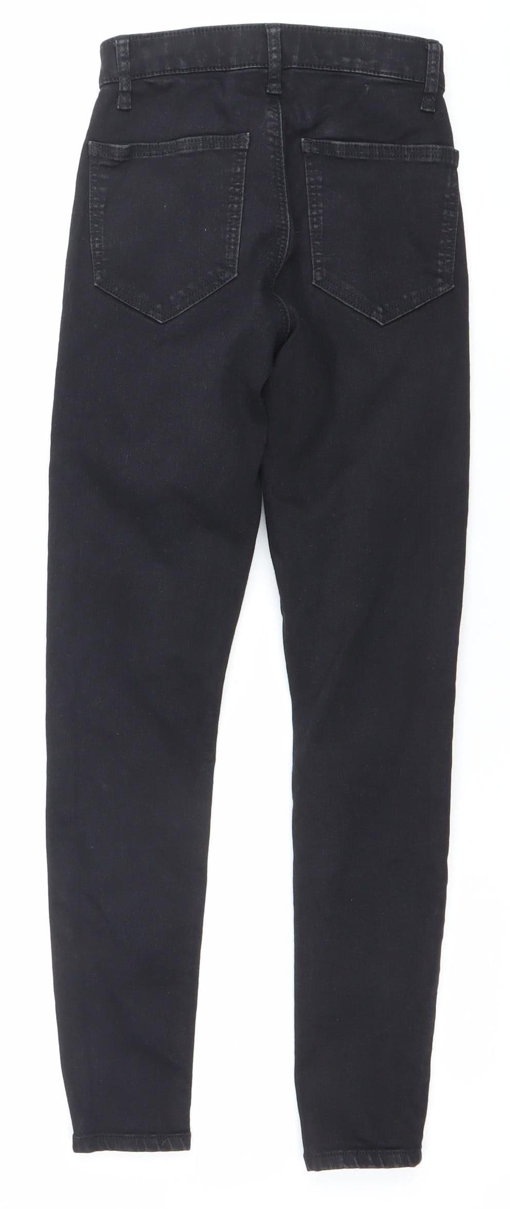 Topshop Womens Black Skinny Distressed Jeans W25 L28 Size 8