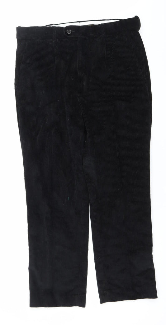 Peter Christian Men’s Black Corduroy Trousers 34W 27L Cotton Straight