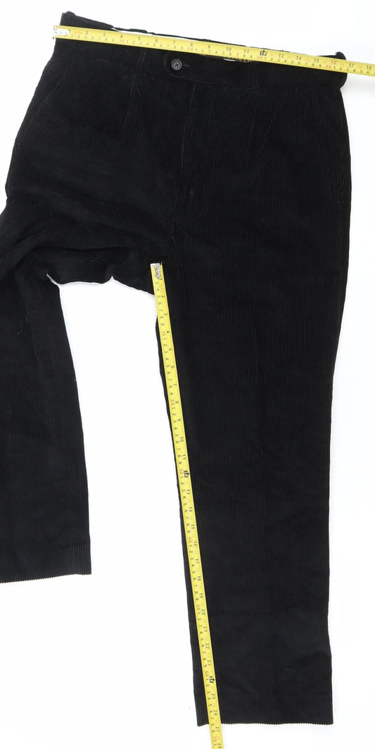 Peter Christian Men’s Black Corduroy Trousers 34W 27L Cotton Straight