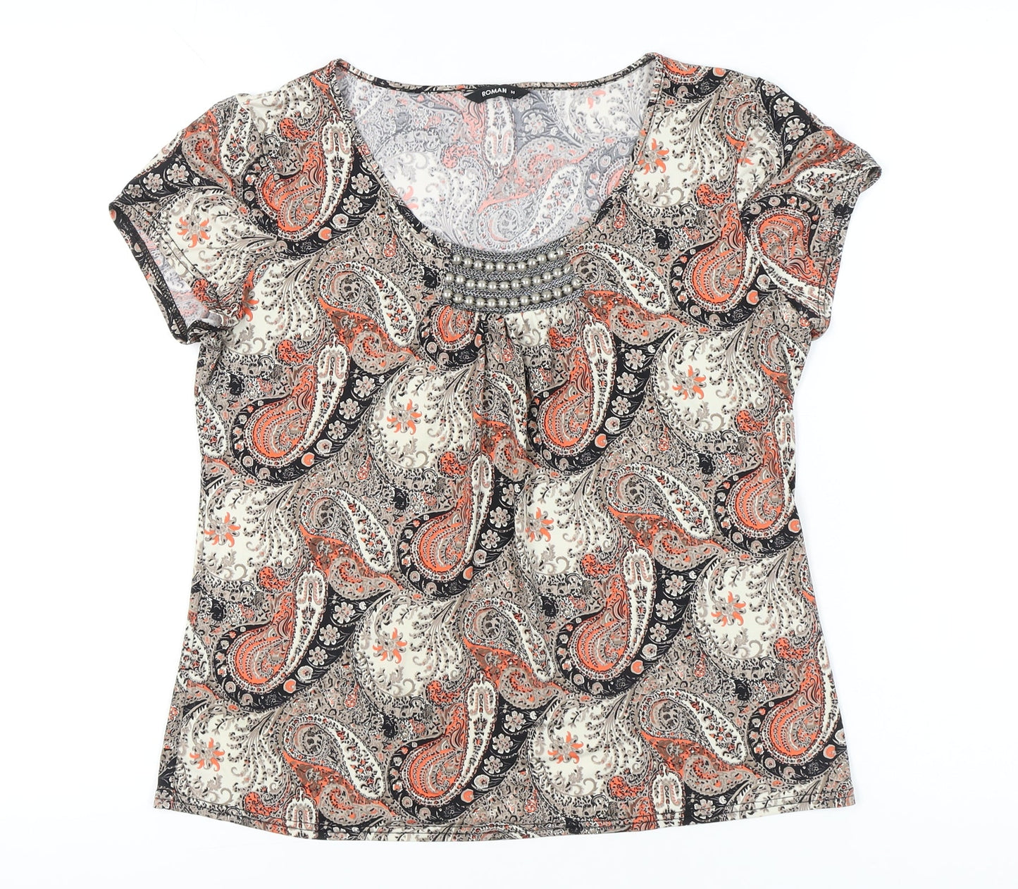 Womens UK Size 14 Roman Multicoloured Basic T-Shirt