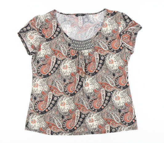 Womens UK Size 14 Roman Multicoloured Basic T-Shirt