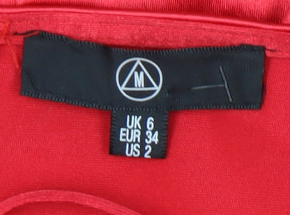 Missguided Women’s Red Bodycon Satin V-Neck Mini Dress Size 6