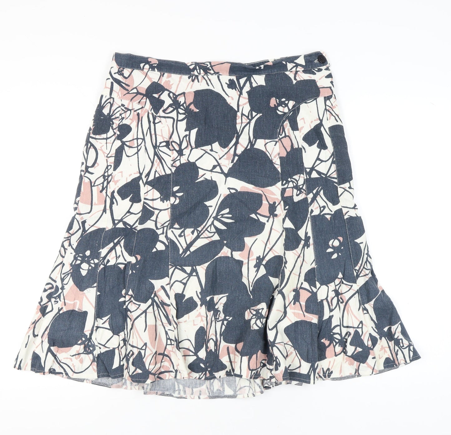 Papaya Women’s Multicoloured Floral A-Line Linen Skirt Size 14