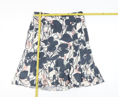 Papaya Women’s Multicoloured Floral A-Line Linen Skirt Size 14