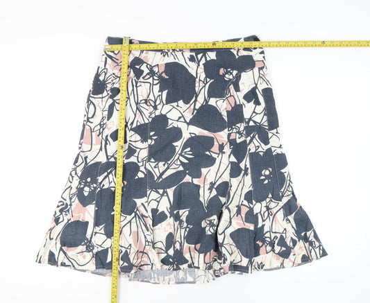 Papaya Women’s Multicoloured Floral A-Line Linen Skirt Size 14
