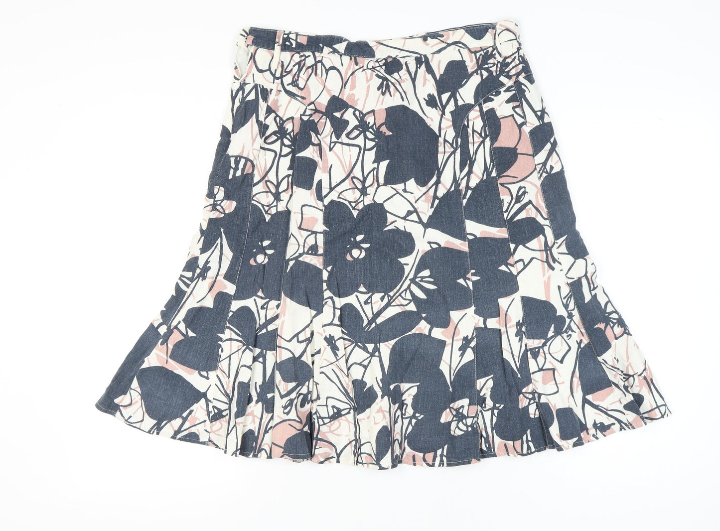 Papaya Women’s Multicoloured Floral A-Line Linen Skirt Size 14