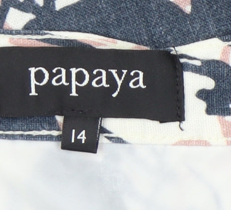 Papaya Women’s Multicoloured Floral A-Line Linen Skirt Size 14