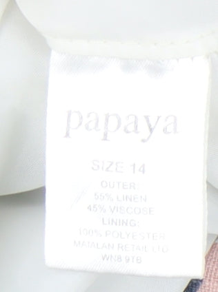 Papaya Women’s Multicoloured Floral A-Line Linen Skirt Size 14