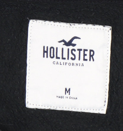 Hollister Womens Black Hoodie M Full Zip Logo Casual Cotton Blend